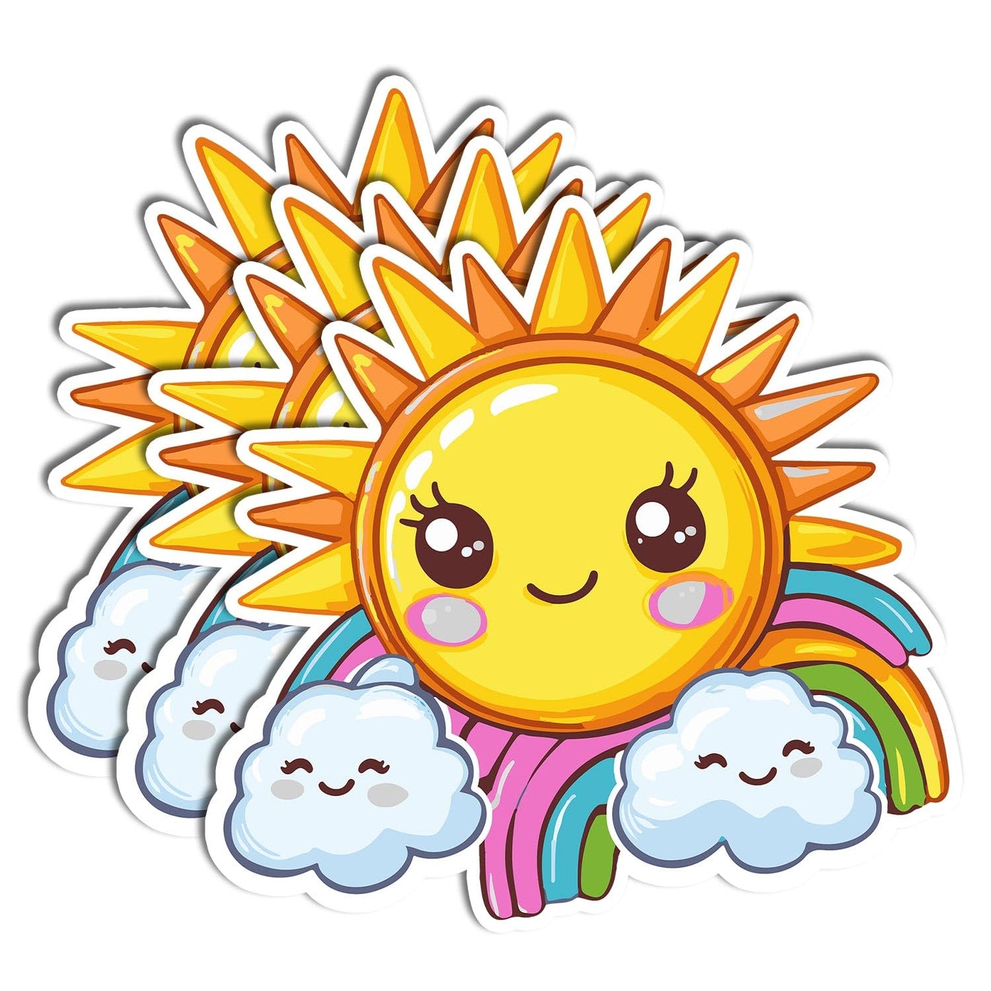 Set of three colorful rainbow stickers for kids