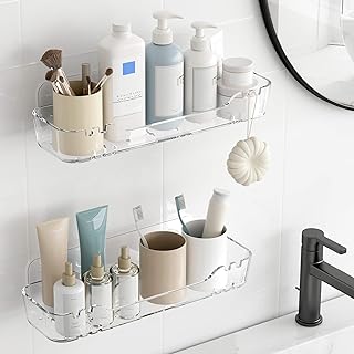 Acrylic Wall-Mounted Shower Shelf with Lip