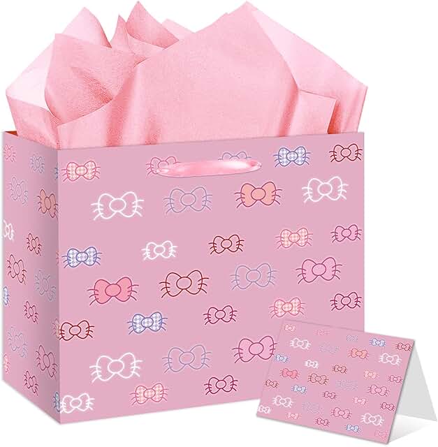 Kawaii Cartoon Gift Bag with Card and Tissue