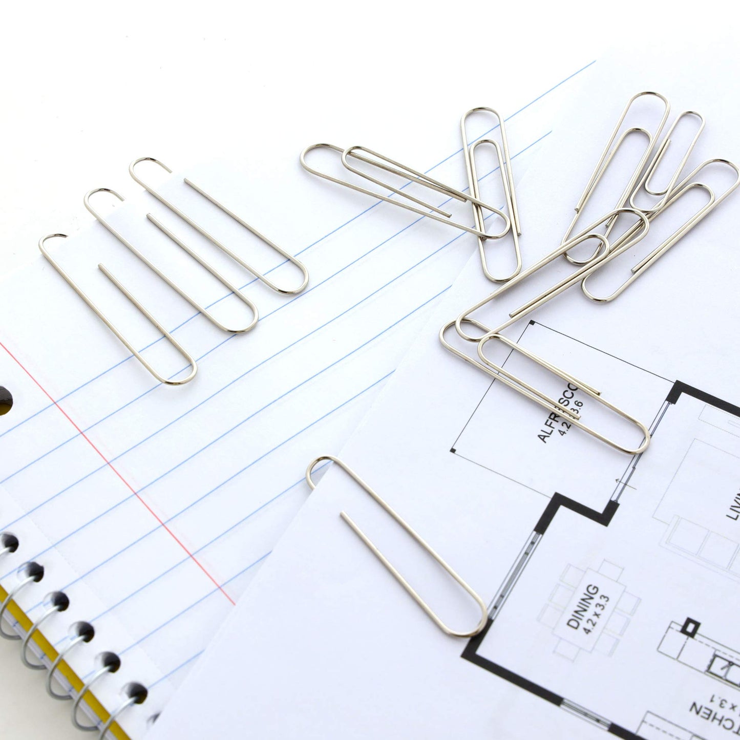 Large Silver Paper Clips, 50mm, Pack of 100
