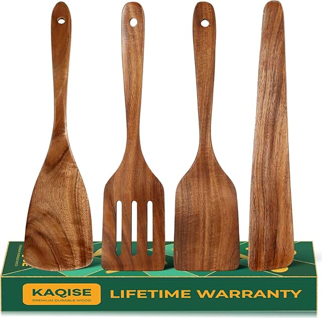 Set of 4 Non-Toxic Wooden Cooking Spatulas