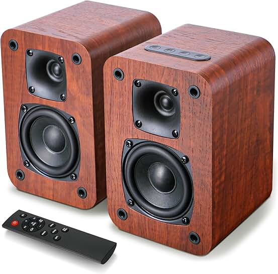 Bluetooth bookshelf speakers with 3-inch woofer and multiple inputs