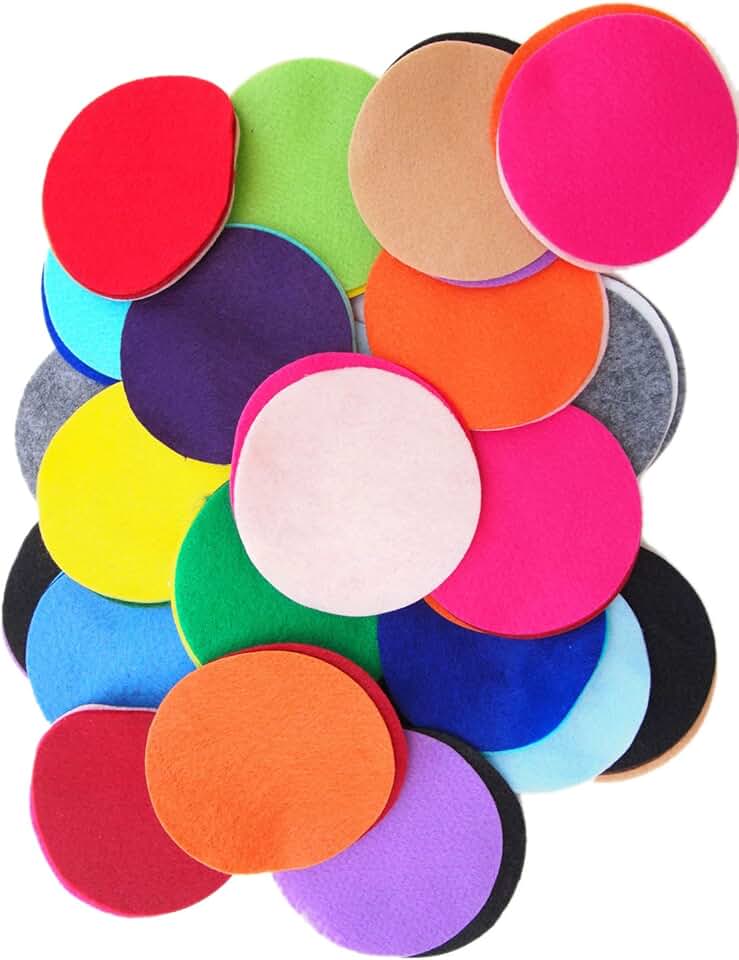 Mixed Color Craft Felt Circles, 5 Inch, 50 Pieces