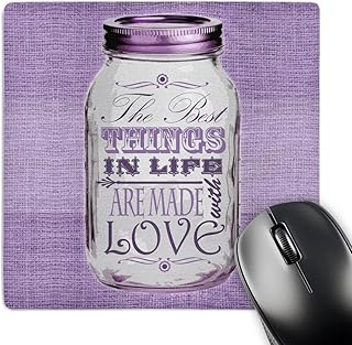 Purple Mason Jar on Burlap Mouse Pad