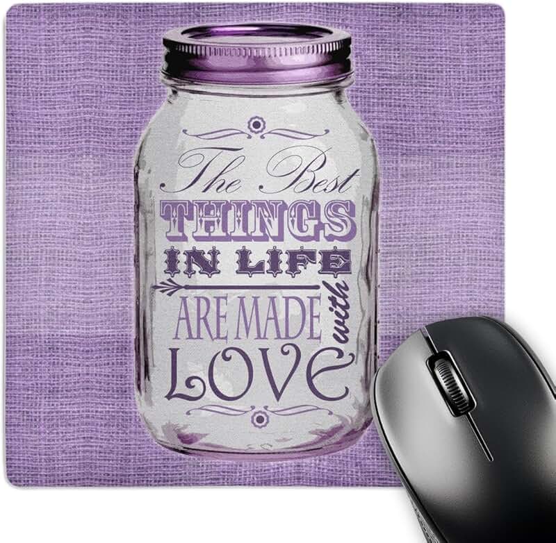 Purple Mason Jar on Burlap Mouse Pad