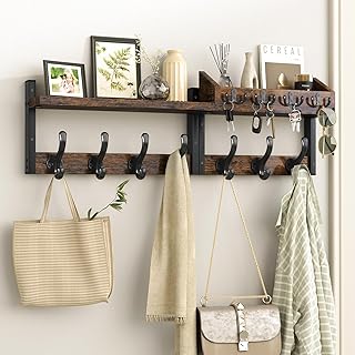 29-inch wall-mounted coat rack with shelf and hooks