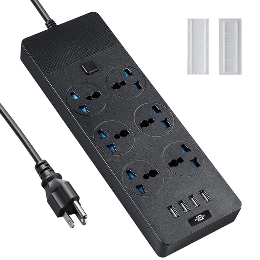 Power strip with USB ports and six outlets, 6-foot cord