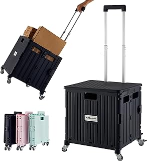 Portable Folding Utility Cart with Lid and Four Wheels