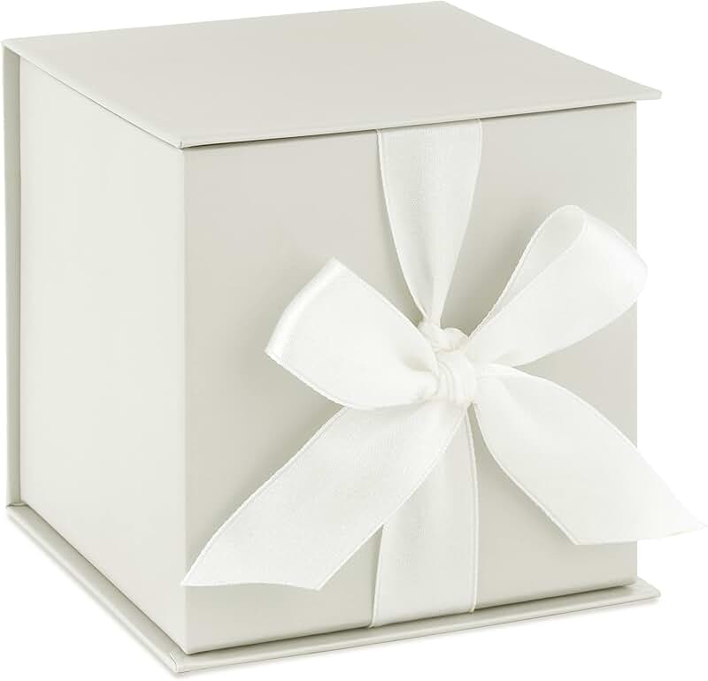 Small Grey and White Gift Box with Bow