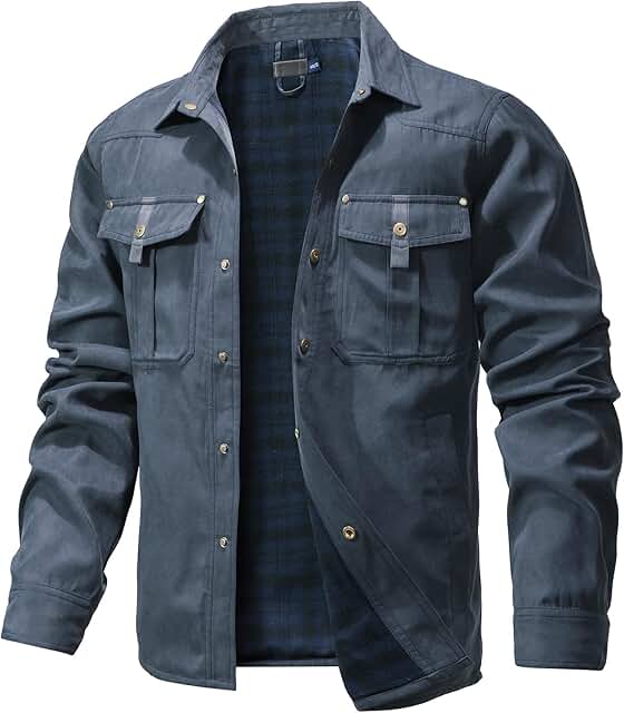 Men's Flannel-Lined Casual Shirt Jacket