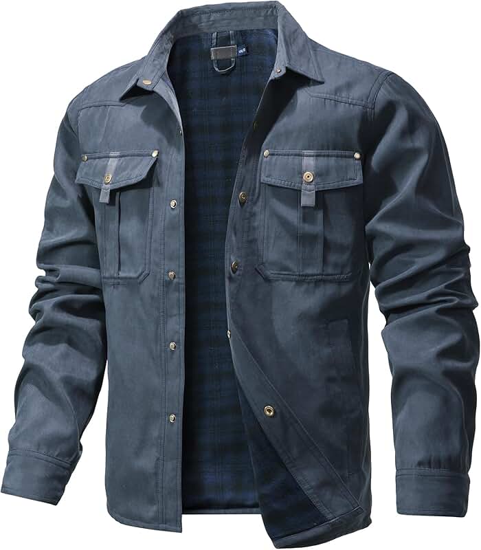 Men's Flannel-Lined Casual Shirt Jacket