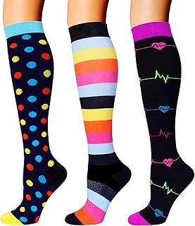Three Pairs of Knee-High Compression Socks for Men and Women