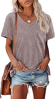 Women's Short Sleeve V-Neck T-Shirts for Summer