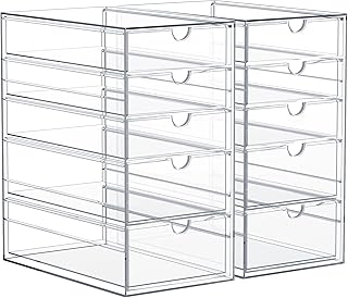 10-Drawer Clear Acrylic Makeup and Office Organizer Set