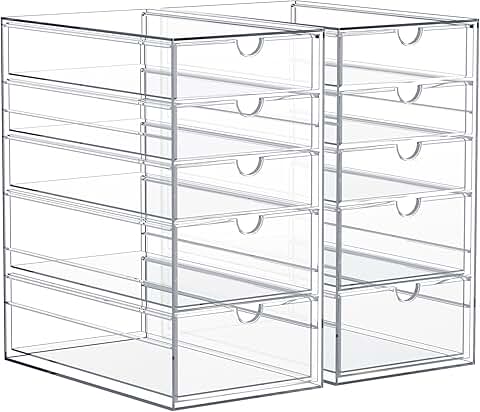 10-Drawer Clear Acrylic Makeup and Office Organizer Set