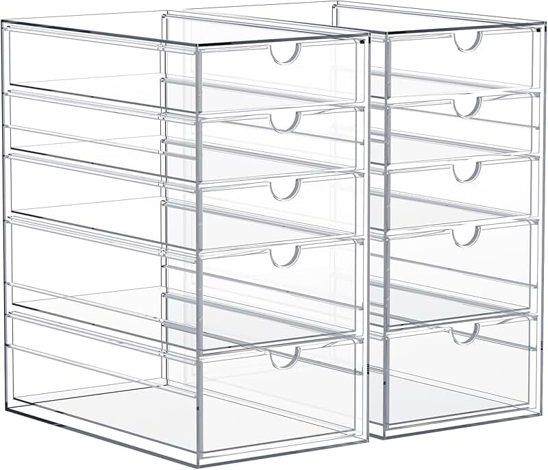 10-Drawer Clear Acrylic Makeup and Office Organizer Set