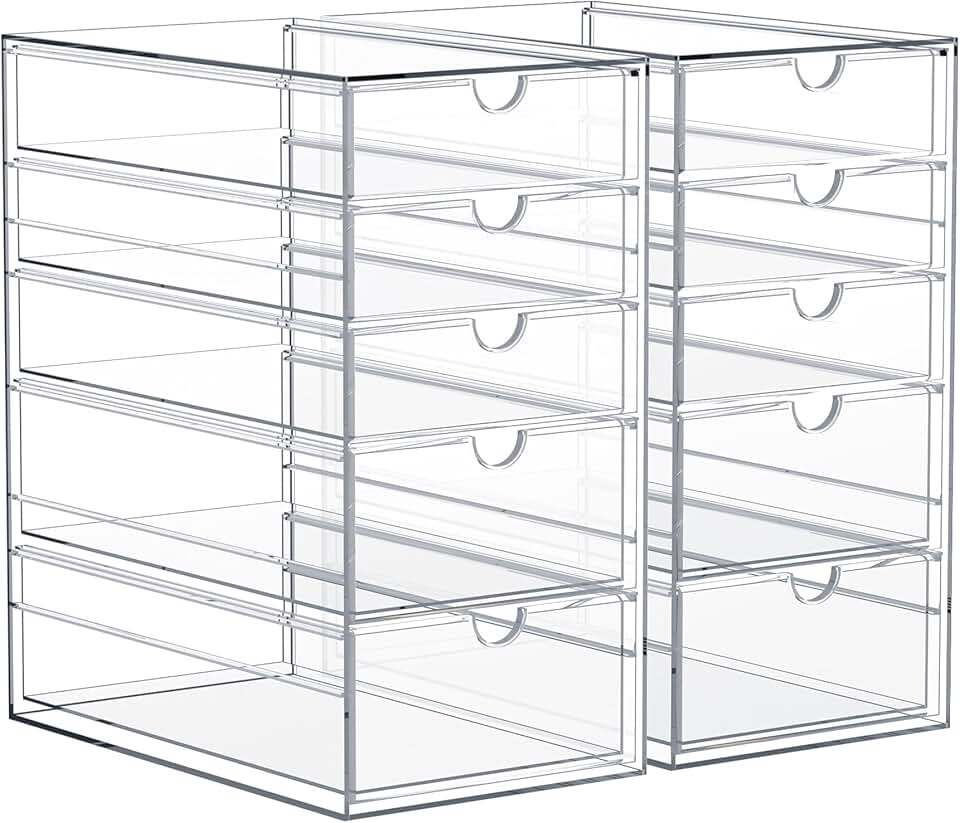 10-Drawer Clear Acrylic Makeup and Office Organizer Set