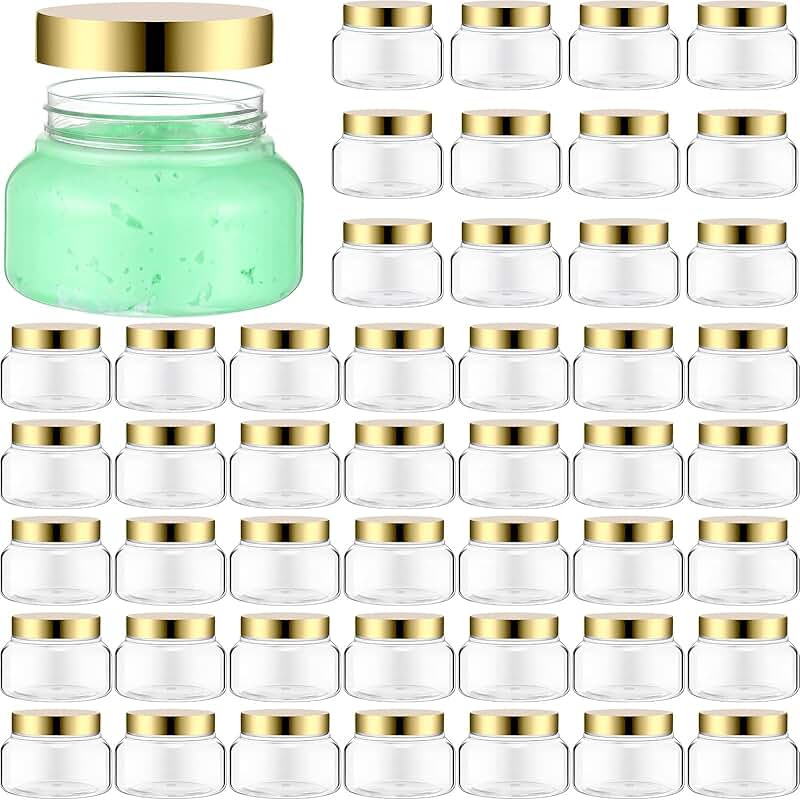 48 Clear Plastic Jars with Lids for Cosmetics and Lotions
