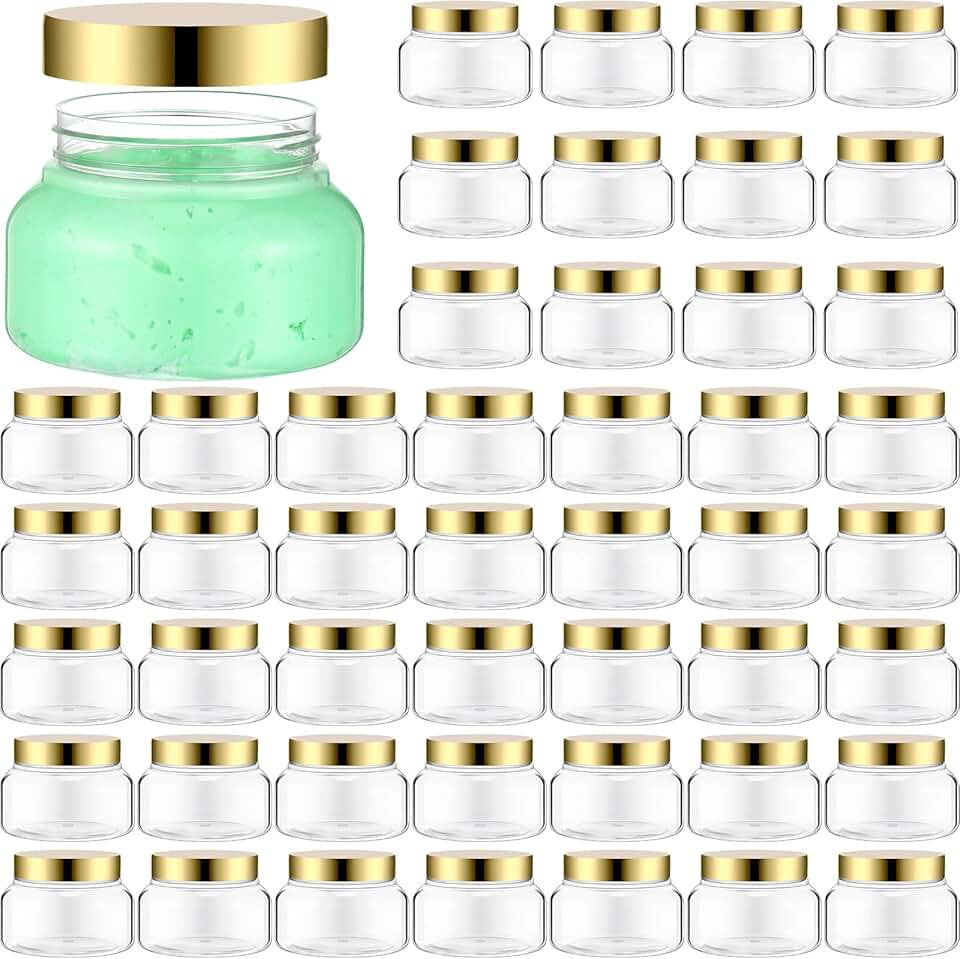 48 Clear Plastic Jars with Lids for Cosmetics and Lotions