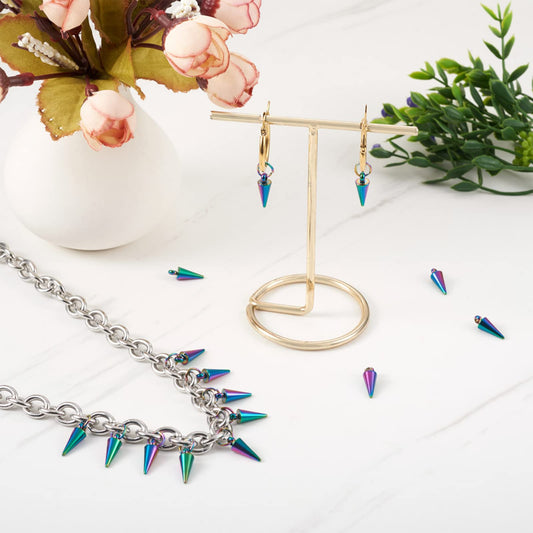 20pcs Stainless Steel Rainbow Spike Charms for Jewelry Making