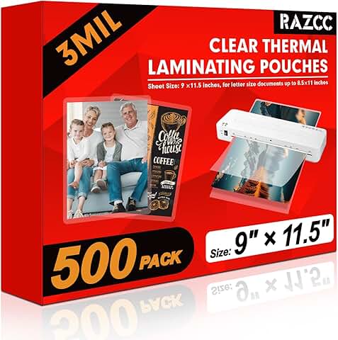 500 Clear Laminating Sheets, 9 x 11.5 inches