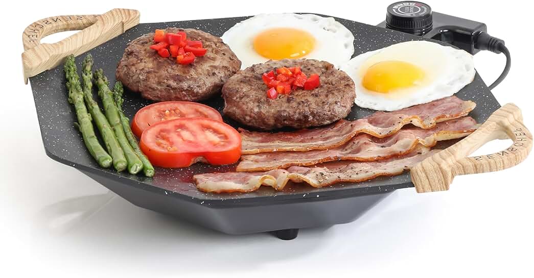 13x13-inch octagonal electric griddle with nonstick surface