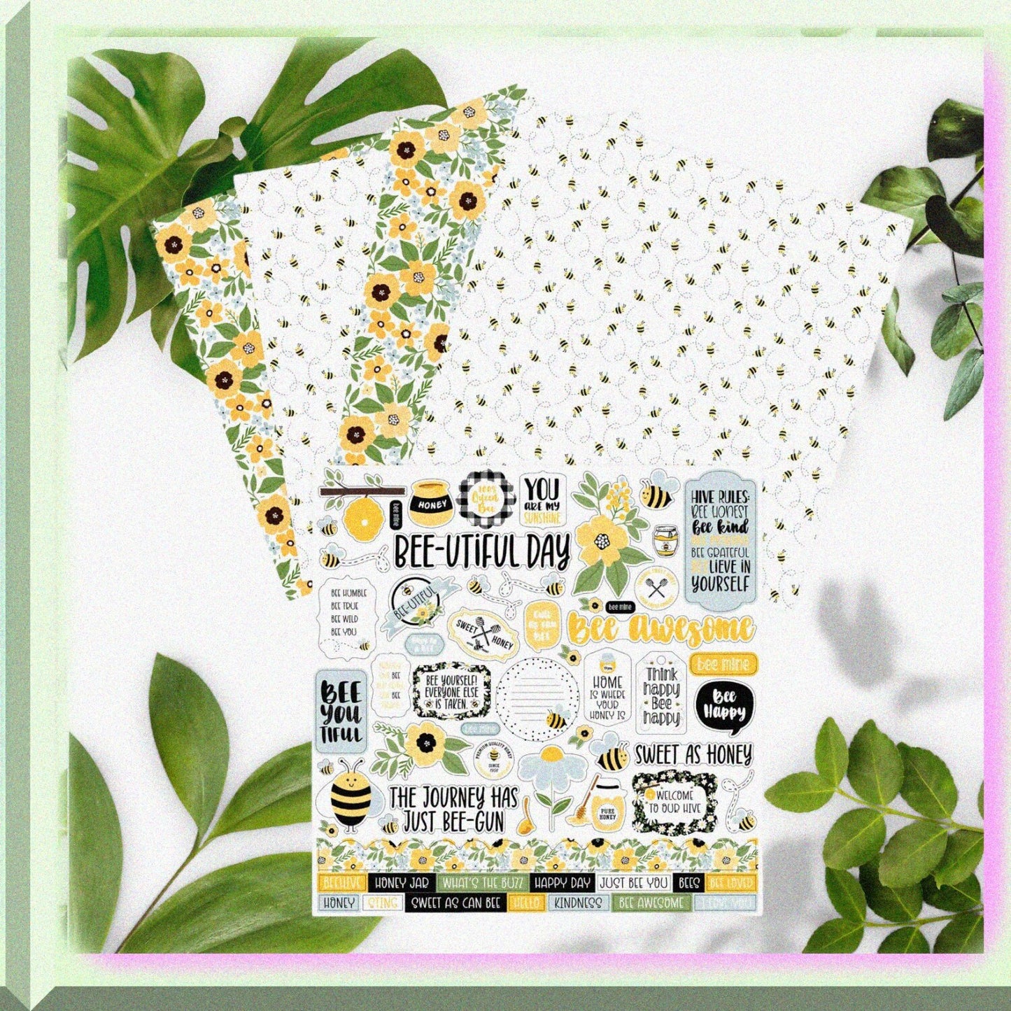 Bee Scrapbook Kit with Honey Bee Paper and Stickers