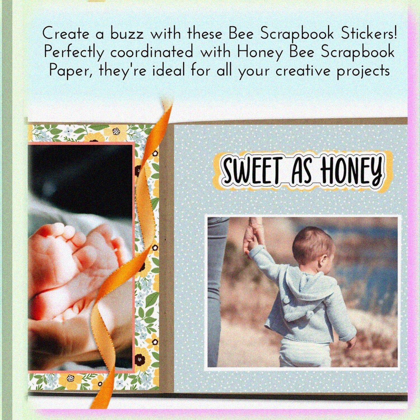 Bee Scrapbook Kit with Honey Bee Paper and Stickers