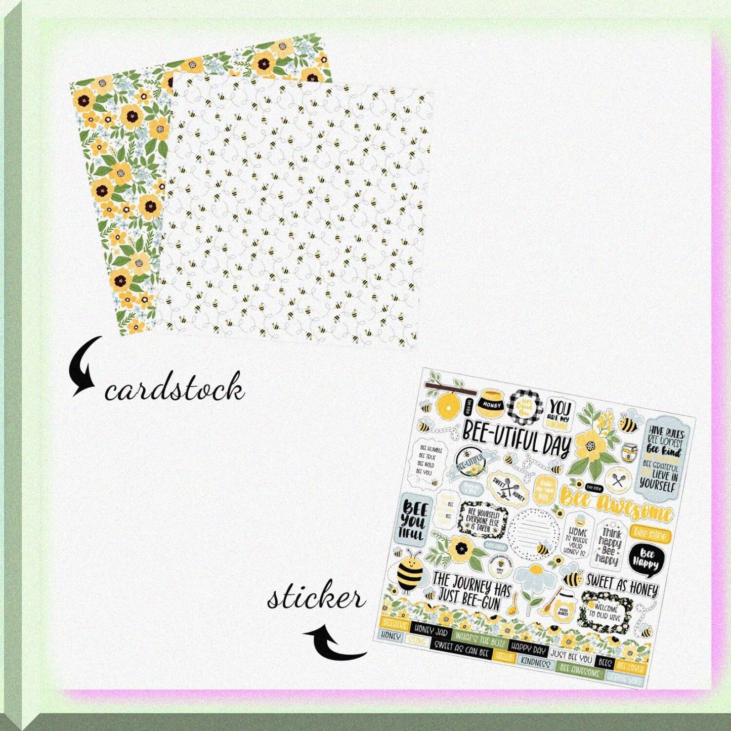 Bee Scrapbook Kit with Honey Bee Paper and Stickers