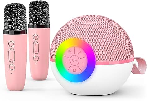 Mini Karaoke Machine with LED Light for Kids and Adults