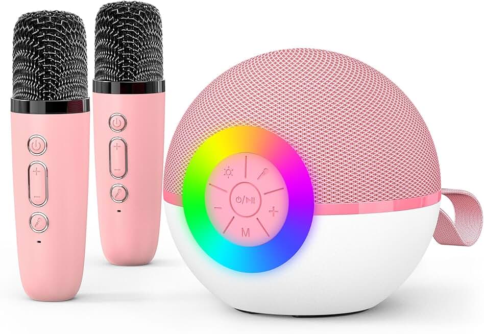 Mini Karaoke Machine with LED Light for Kids and Adults