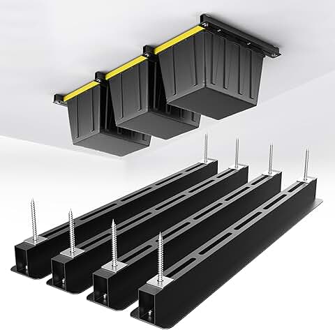 Heavy Duty Adjustable Ceiling Storage Rack with 3 Bins