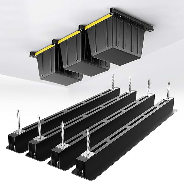 Heavy Duty Adjustable Ceiling Storage Rack with 3 Bins