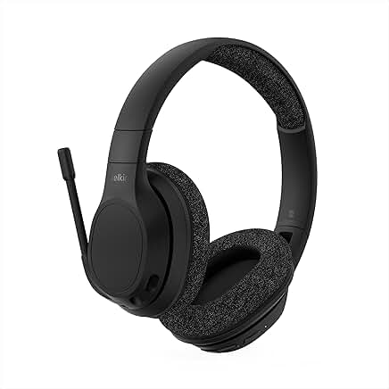 Wireless over-ear headphones with microphone and 45-hour battery