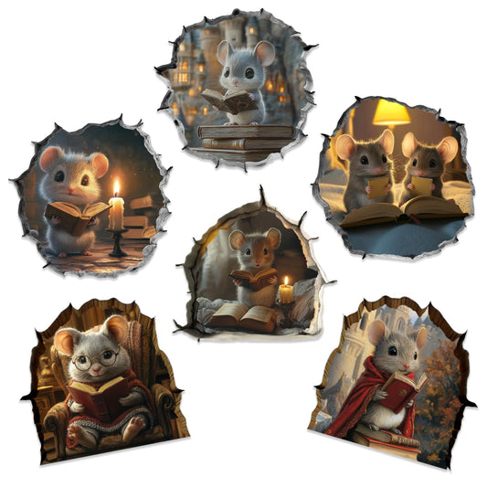 Cute Mouse Book Stickers Pack for Kids and Teens