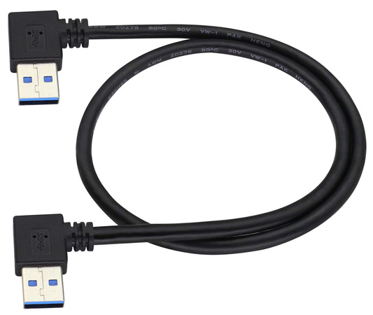 90 Degree USB 3.0 A to A Male Extender Cable, 0.6M