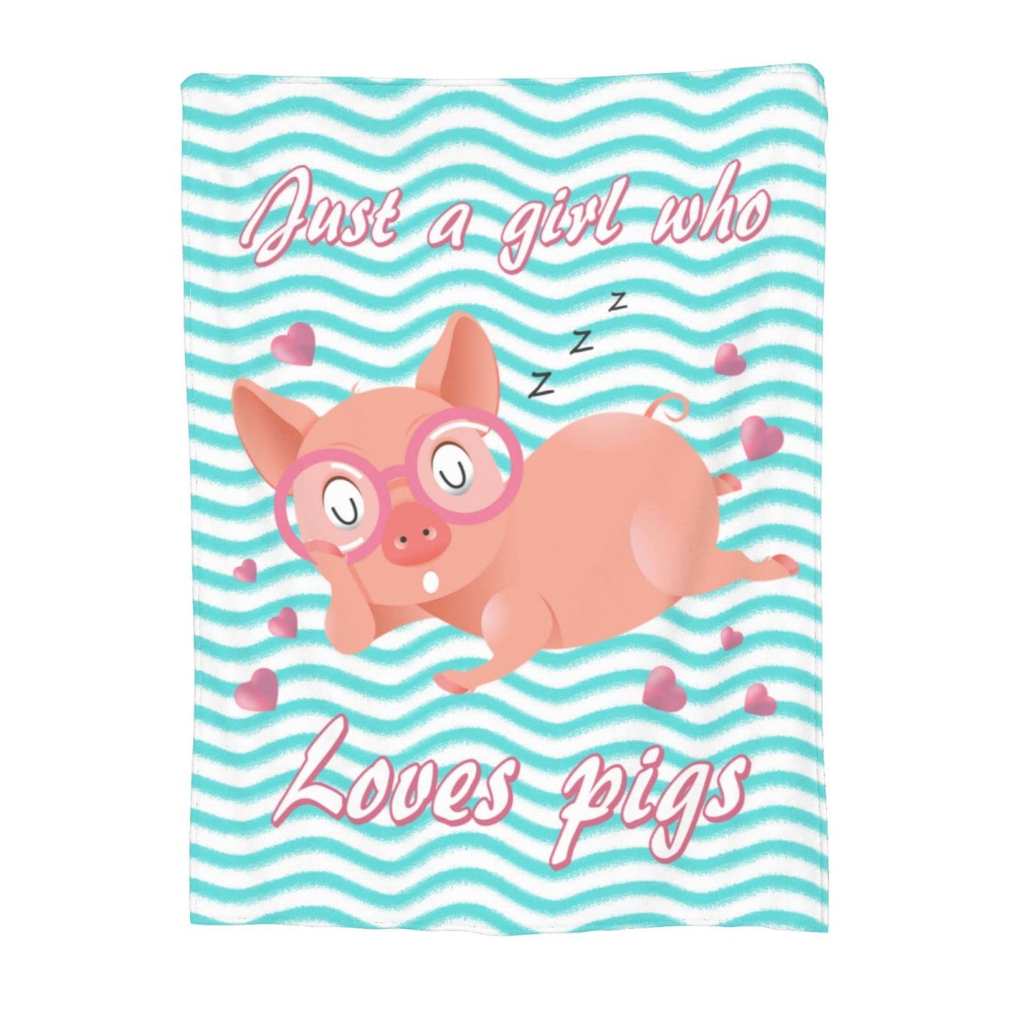 Just A Girl Who Loves Pigs Blanket 50"X40" ,Lightweight Flannel Fleece Throw Blanket for Couch Bed Sofa,Pigs Gifts for Girls.
