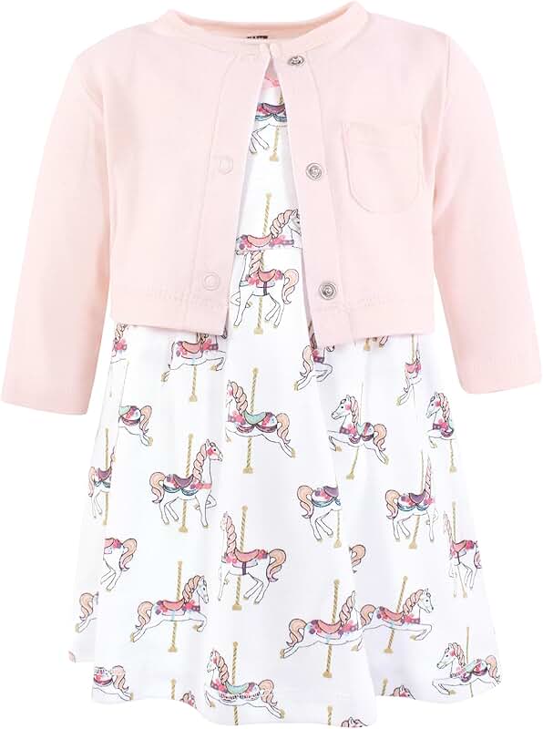 Girls' Cotton Dress and Cardigan Set