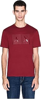 Men's Crew Neck Logo T-Shirt with Grid Design