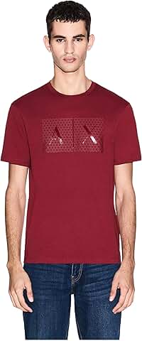 Men's Crew Neck Logo T-Shirt with Grid Design