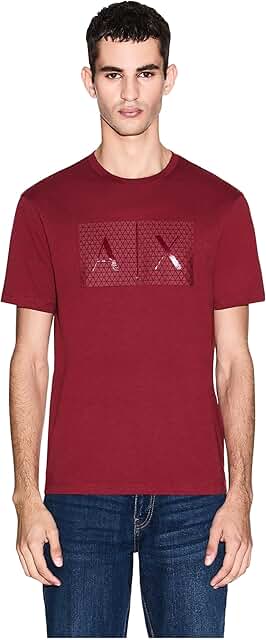 Men's Crew Neck Logo T-Shirt with Grid Design