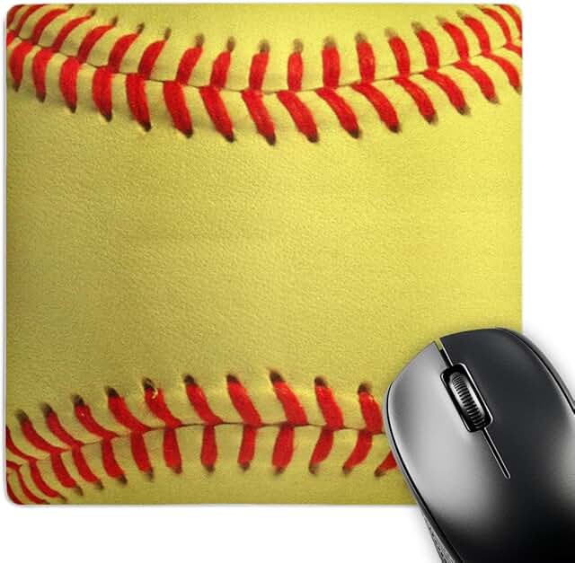 Softball Close-Up Mouse Pad, 8x8 Inches