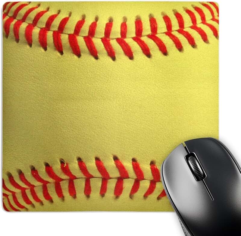Softball Close-Up Mouse Pad, 8x8 Inches