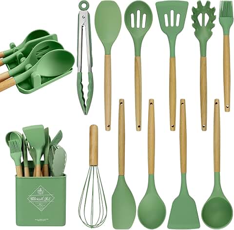 Silicone Cooking Utensils Set with Spatula and Tongs