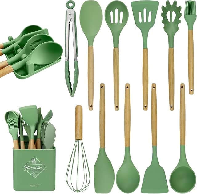 Silicone Cooking Utensils Set with Spatula and Tongs