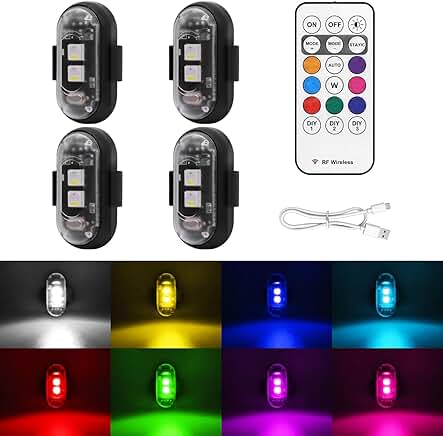 Wireless LED Strobe Lights with Remote, 8 Colors, Waterproof