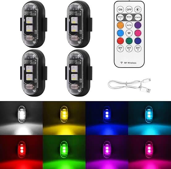 Wireless LED Strobe Lights with Remote, 8 Colors, Waterproof