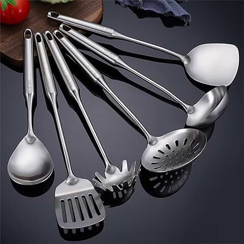 Stainless Steel Cooking Utensil Set with Ladle Spatula Skimmer