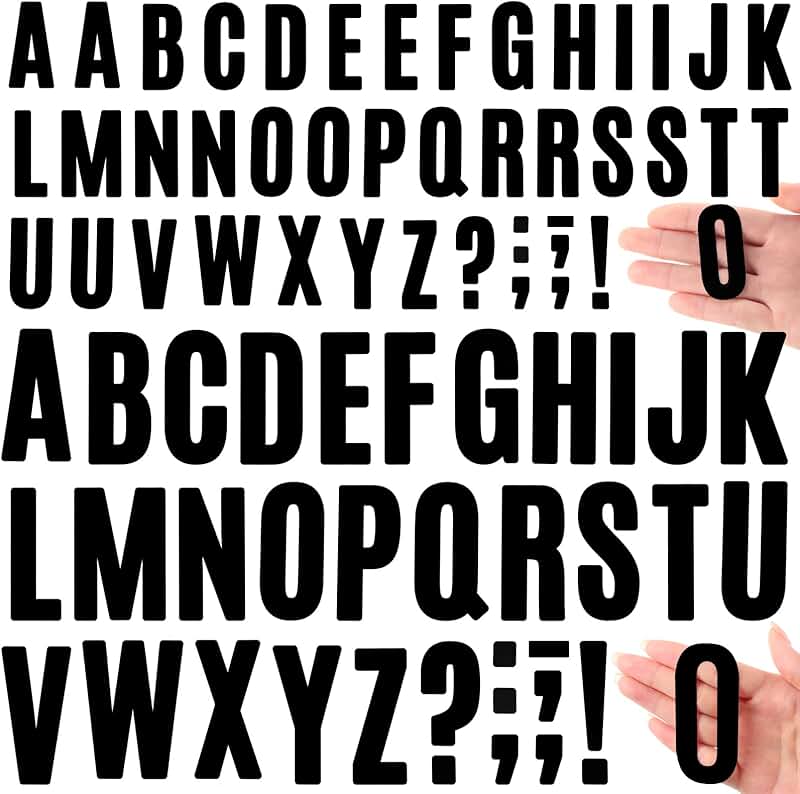 Large black number and letter stickers for school and home