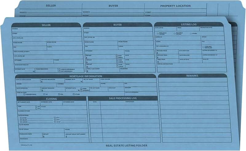 Real Estate Listing Folder with Checklist and Color Dots, Pack of 25